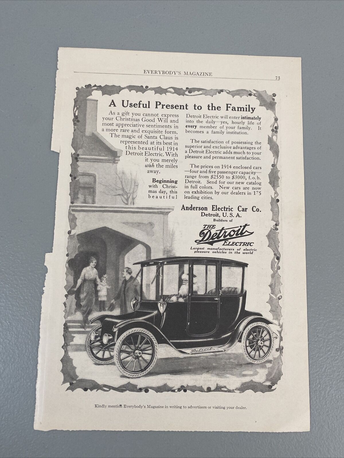 The Detroit Electric Everybodys Mgazine Advertisement Cars Anderson Electric USA