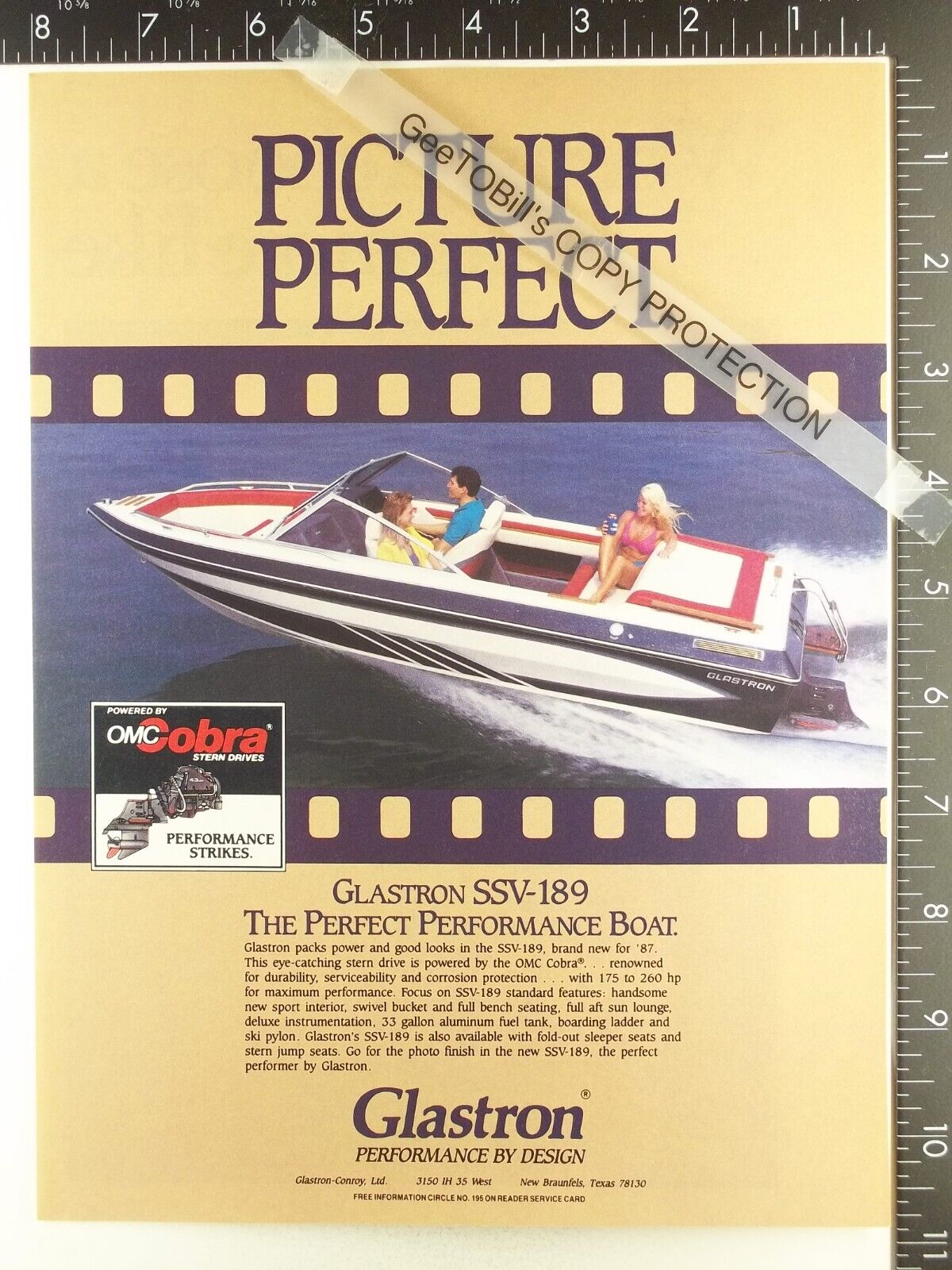1987 ADVERTISING AD ADVERTISEMENT for Glastron SSV-189 boat yacht 1986 1988