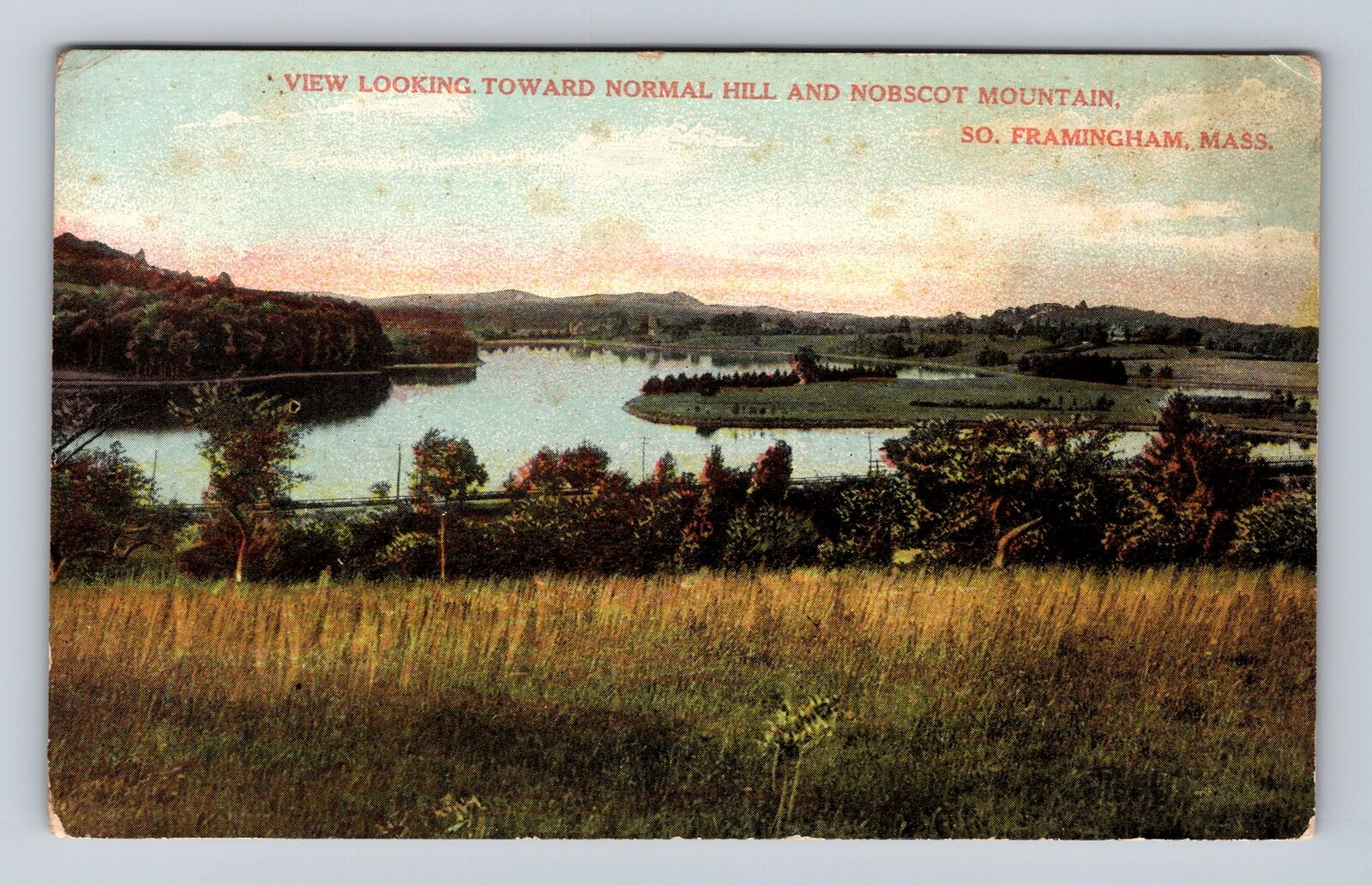 South Framingham MA-Massachusetts, Scenic Normal Hill, Vintage Souvenir Postcard