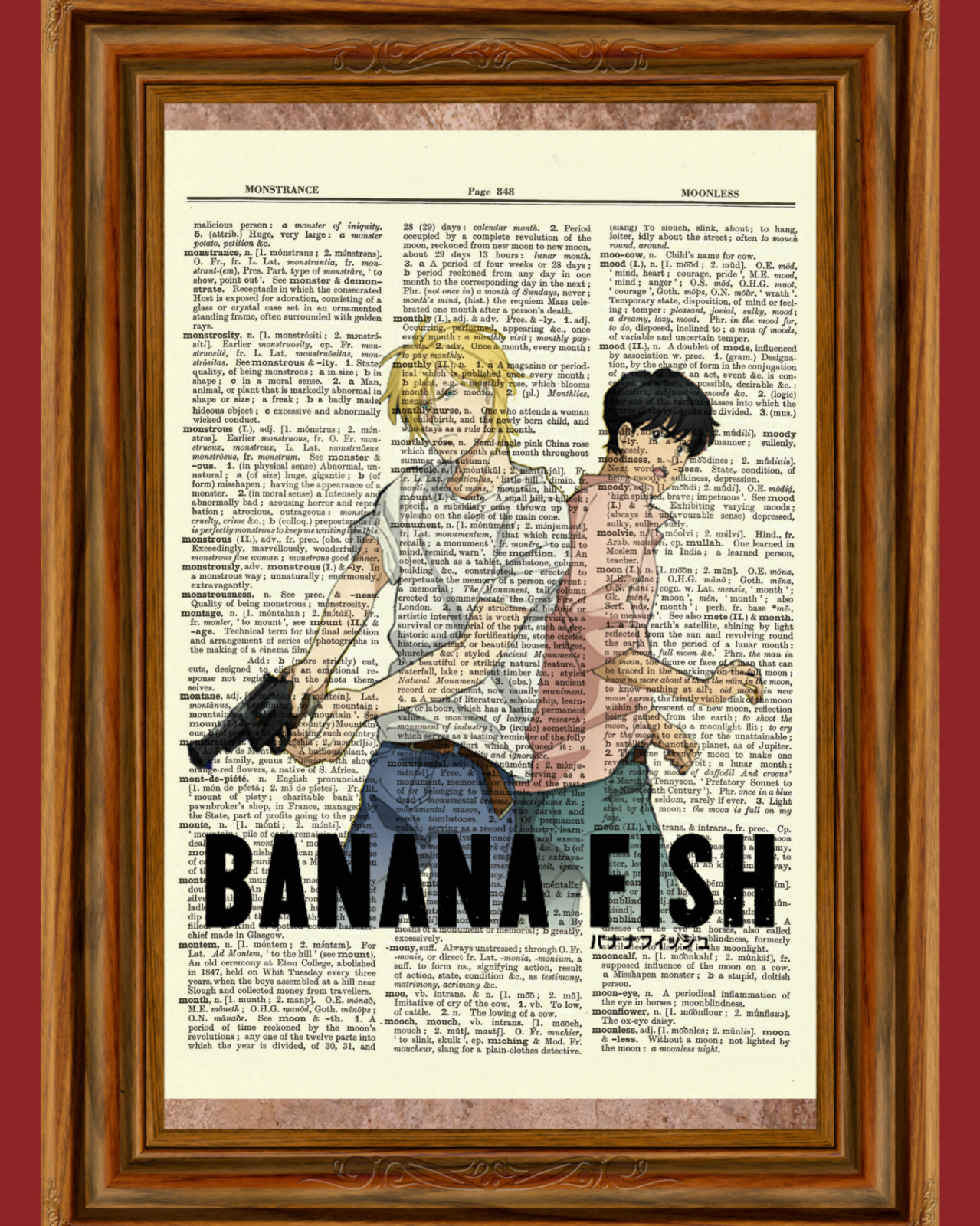 Banana Fish Dictionary Art Print Picture Poster Anime Ash Linx and Eiji