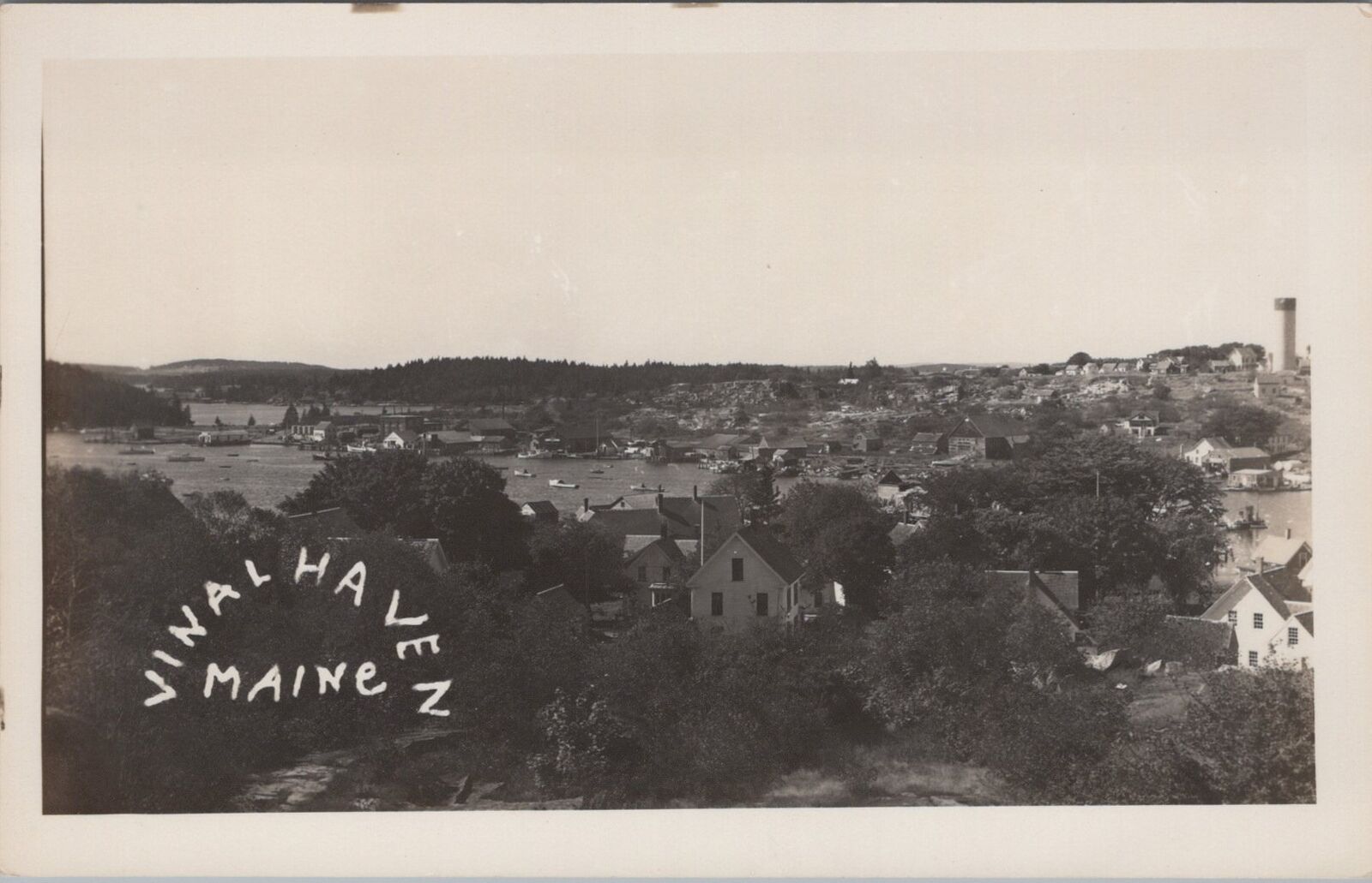 Vinalhaven Maine Birds Eye View of Town 1953 Real Photo RPPC Postcard