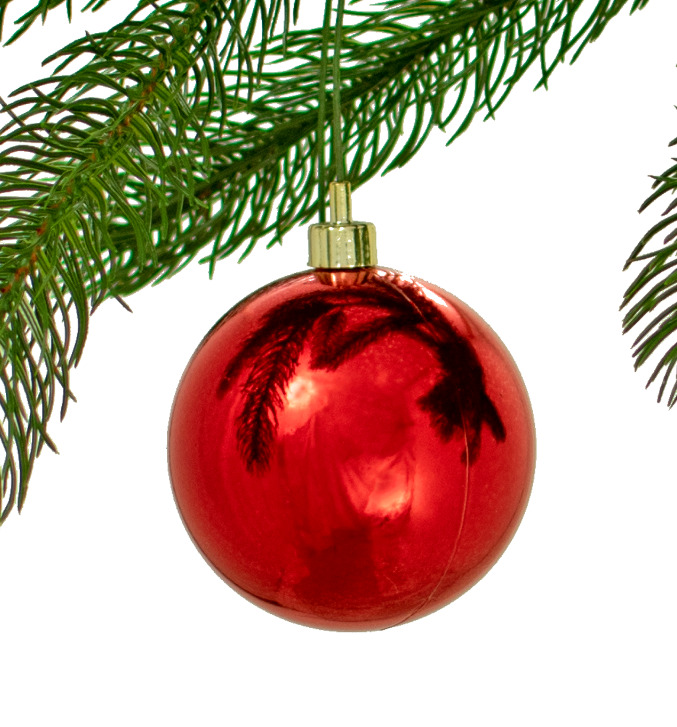 70MM Shiny Red Plastic Ball Ornaments Christmas Tree Decorations Bulk 48pcs