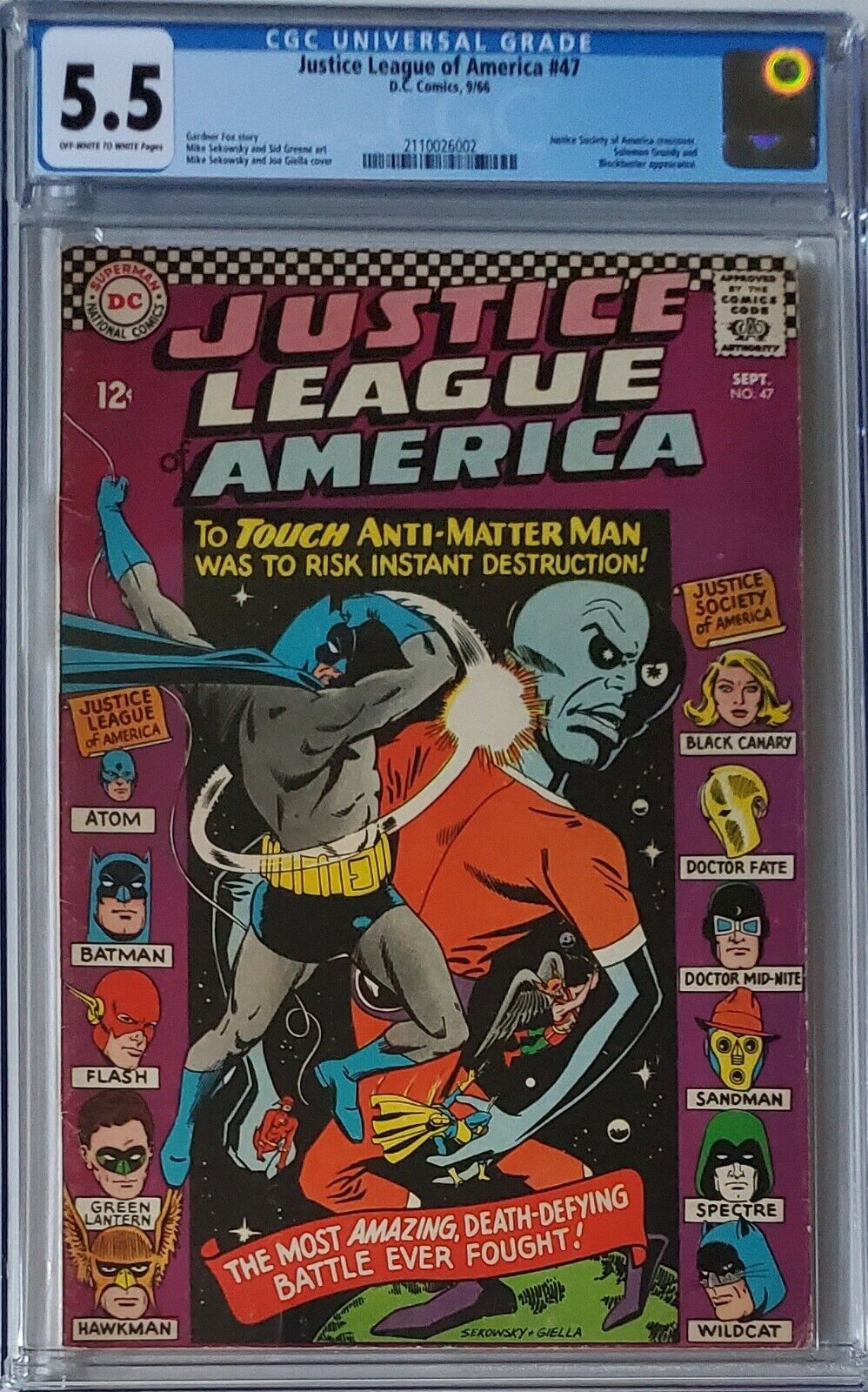 Justice League of America #47 CGC 5.5,Versus Anti-Matter Man