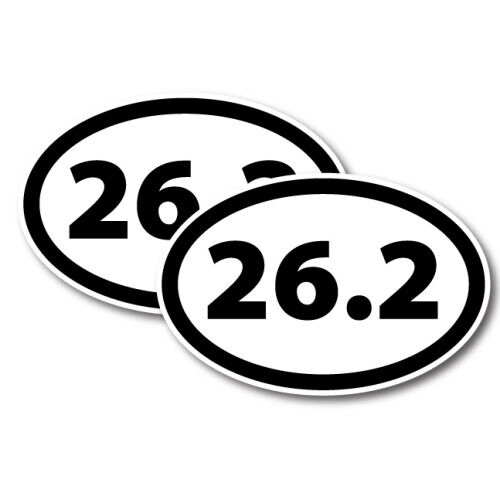 26.2 Marathon Black Oval Magnet Decal, 4x6 Inches, Automotive Magnet, 2 Pack