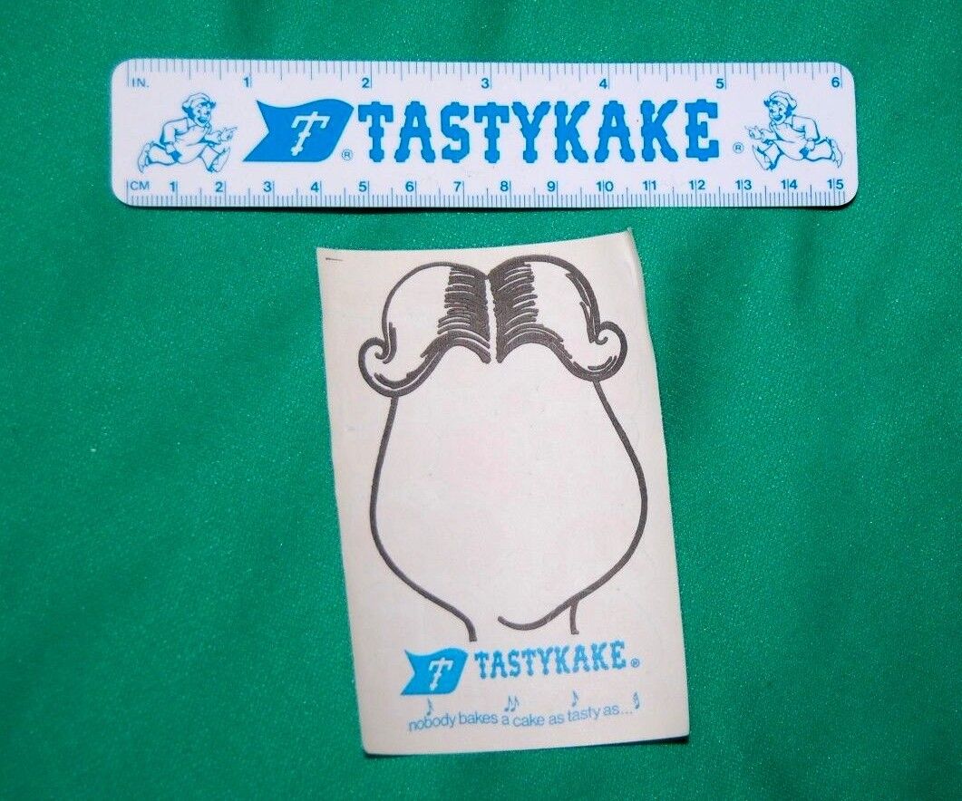 2 Tastykake Advertising Promotional~ Ruler & Make a face stickers 1980\'s