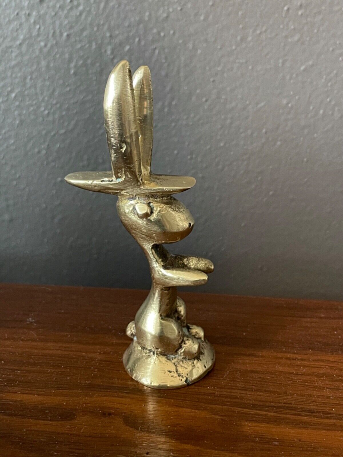 Vintage Solid Brass Rabbit Bunny Hare Paperweight Figure
