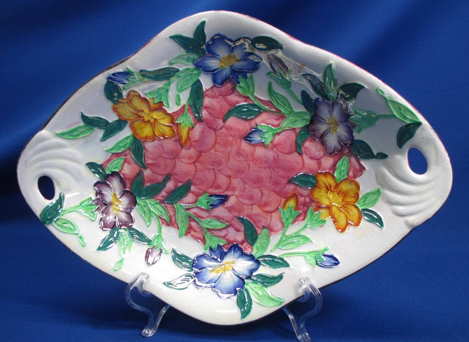 STAFFORDSHIRE BY MALING LUSTER FLORAL SERVING DISH 11.5\'w X 8.25\