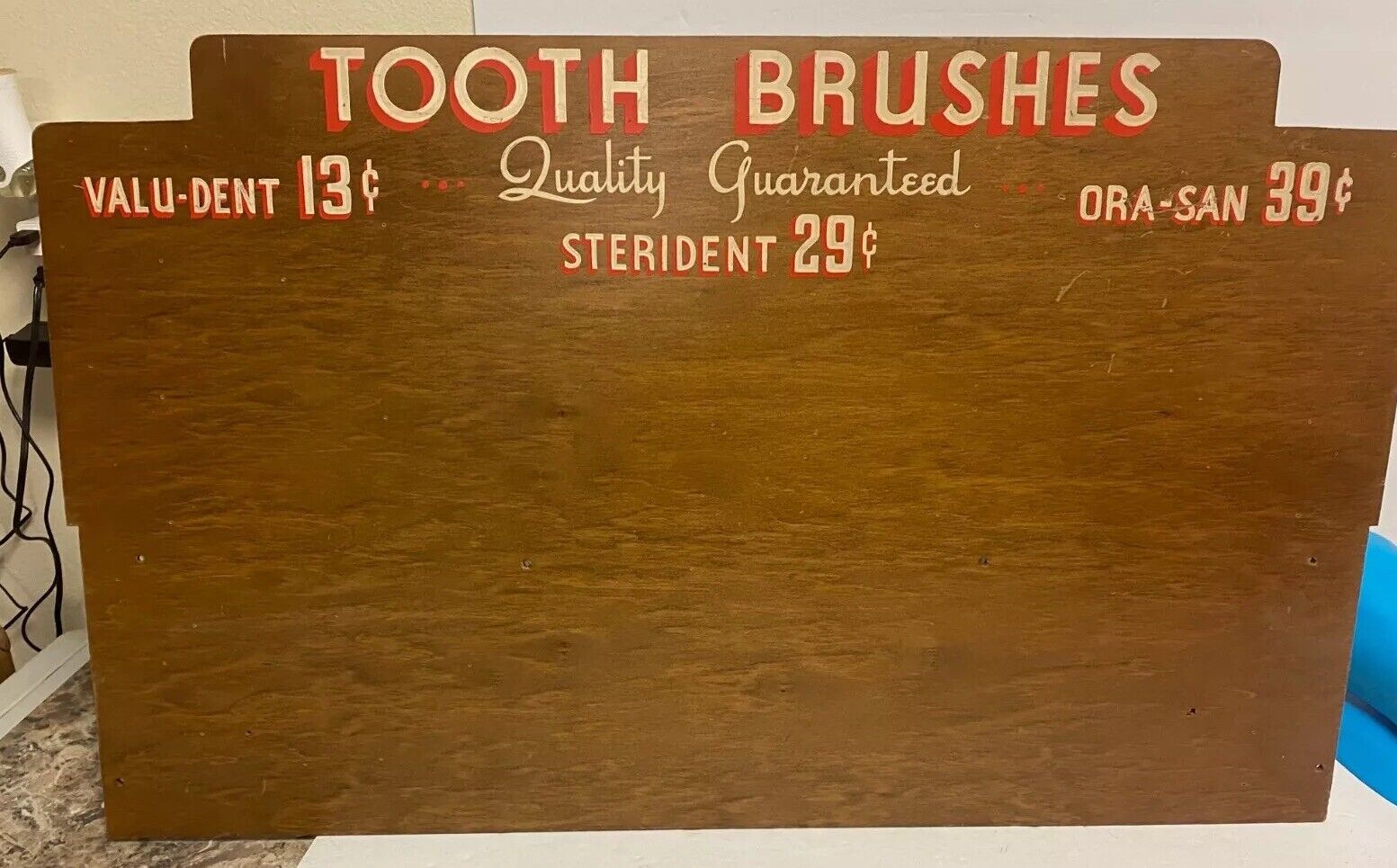 Vintage Advertising Tooth Brushes Quality Guaranteed Hanging Wall Wood Board