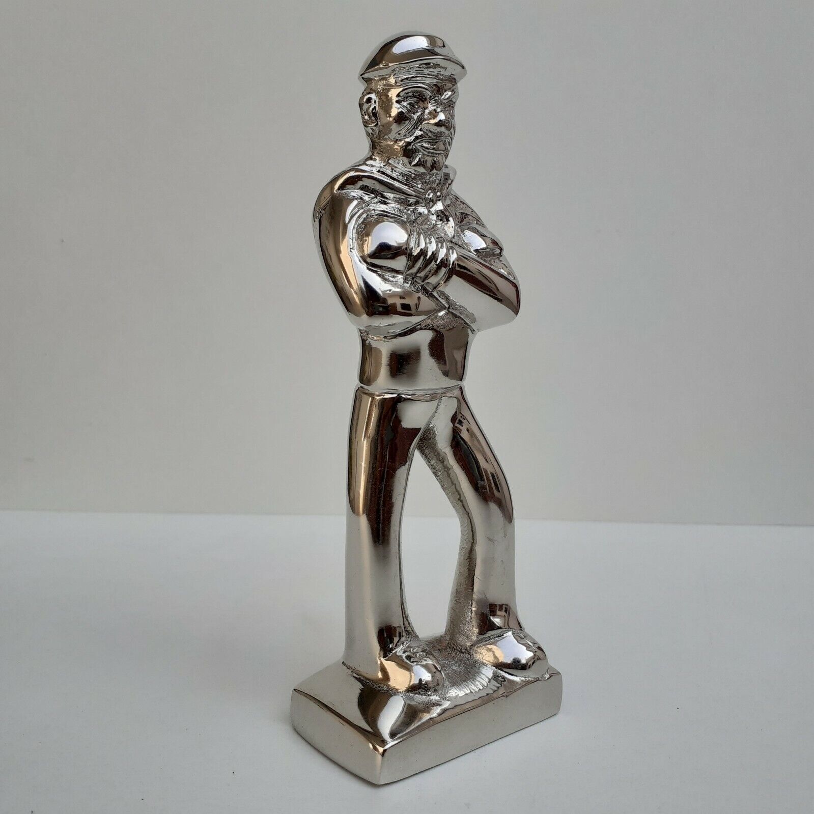 Chrome Plated Popeyes The Sailor Man Brass Statue Self Standing Collectible Gift