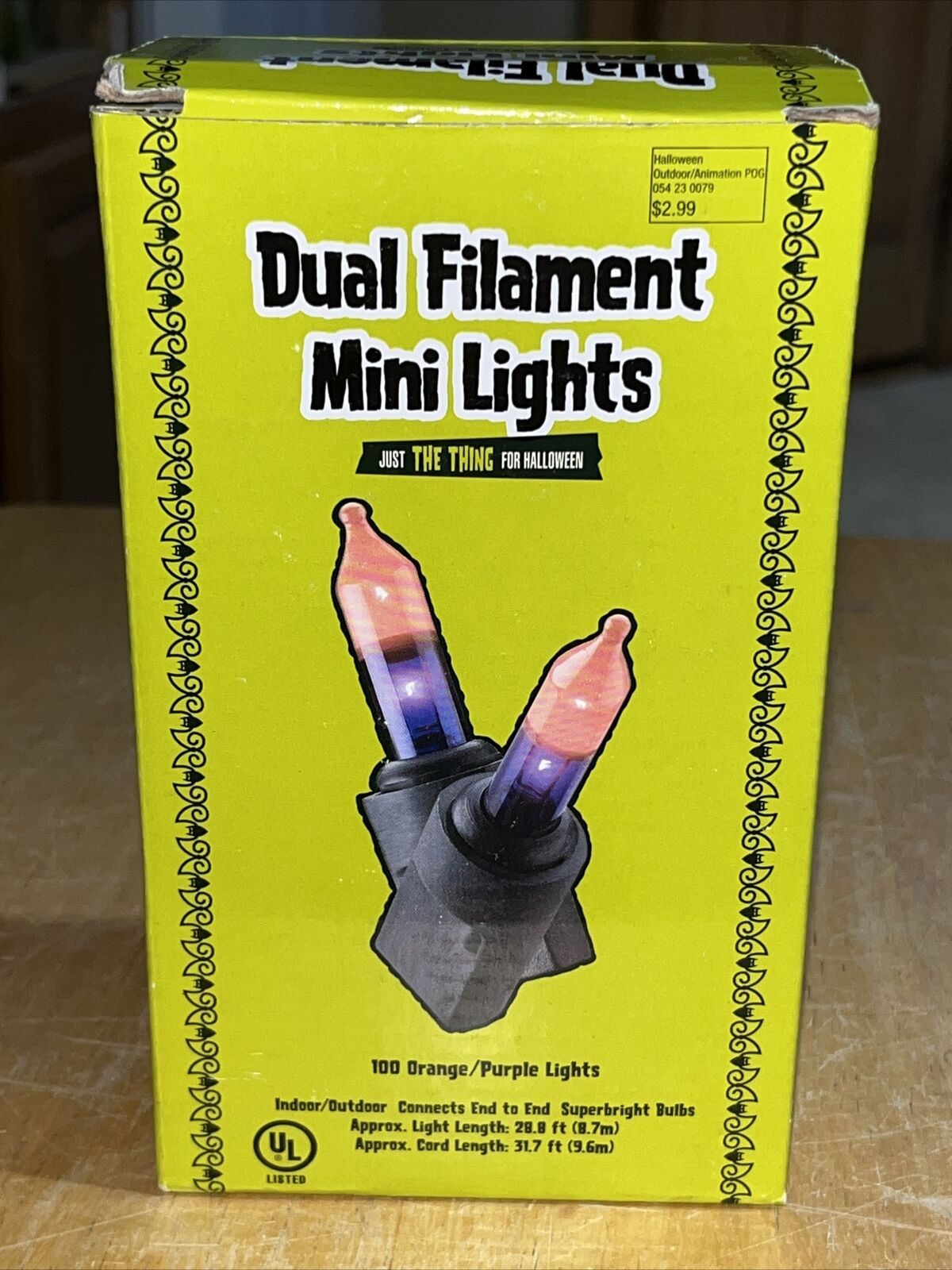 Dual Filament Mini Light Set HALLOWEEN 100 ORANGE PURPLE String Lights 2004 -New