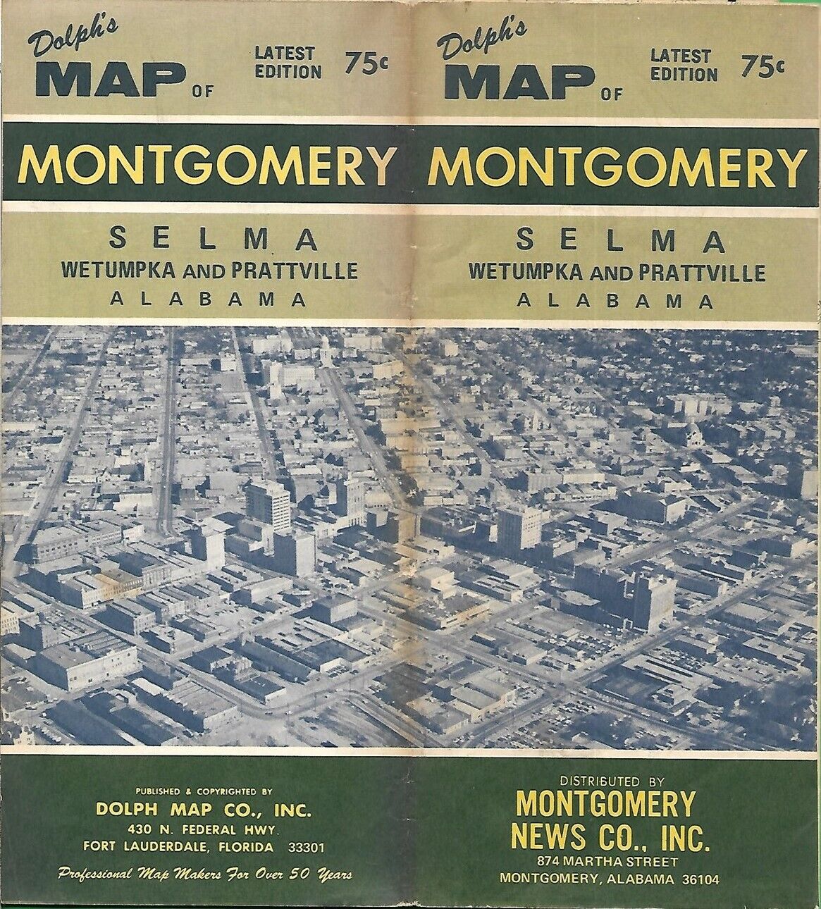 1964 Road Map MONTGOMERY Proposed I-65 & I-85 Selma Wetumpka Prattville Alabama