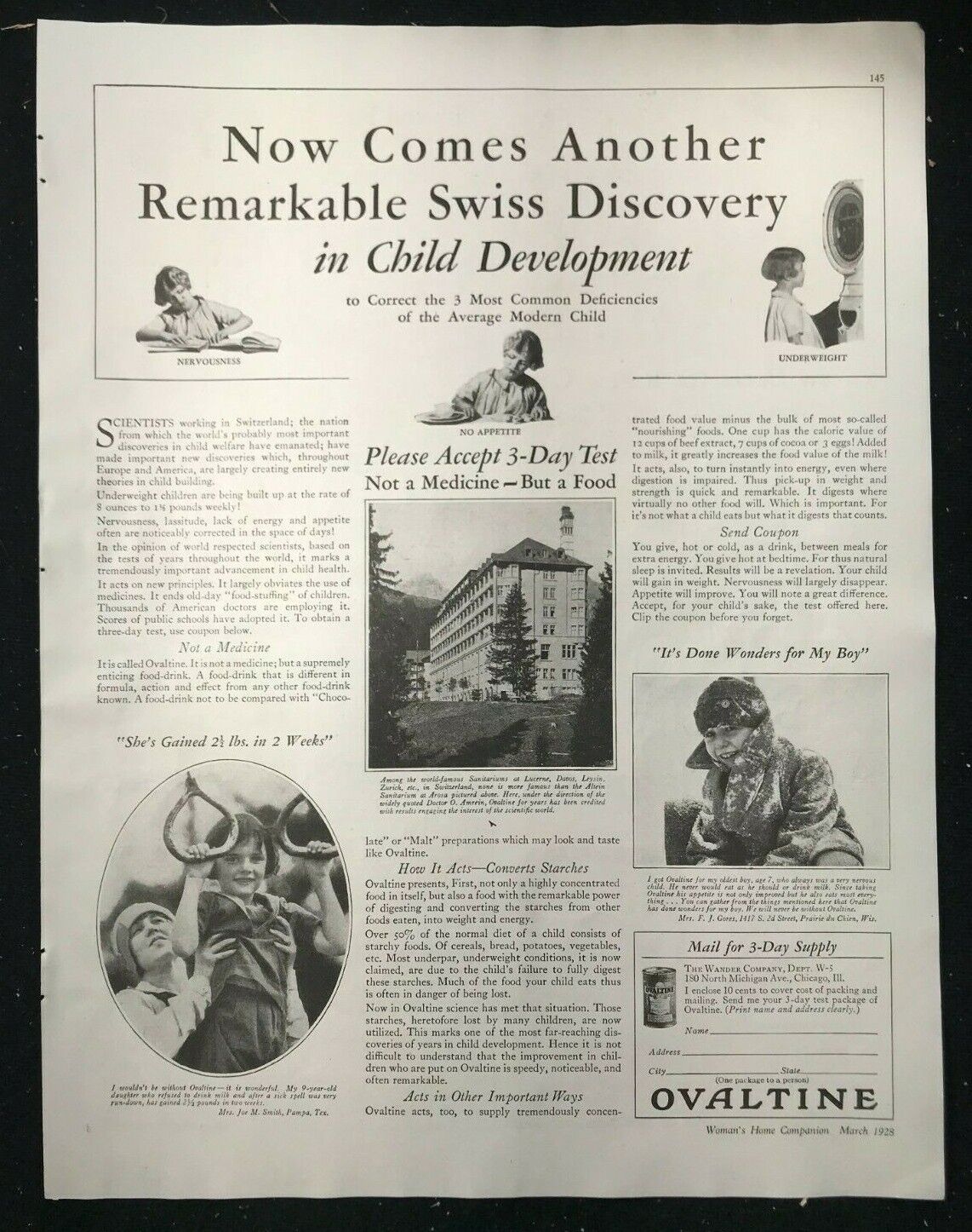 OVALTINE Print Ad -- Another Remarkable Swiss Discovery -- 1928 -- 10 x 13
