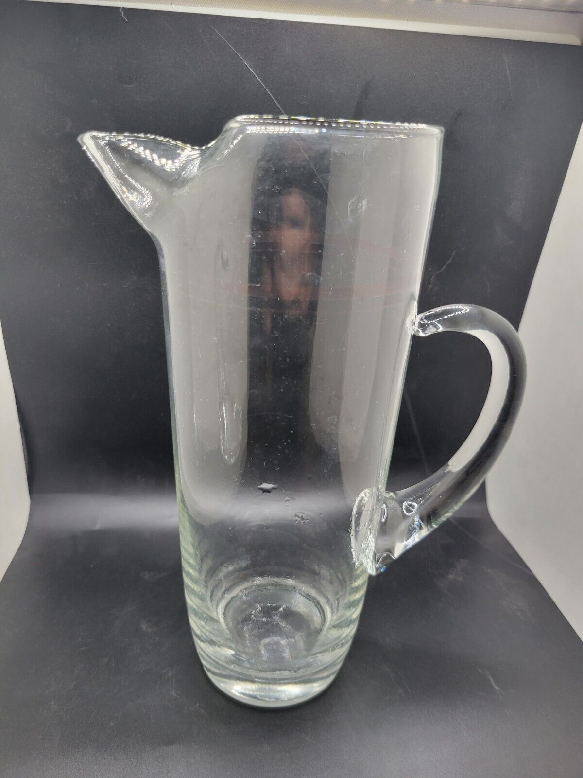Vintage MCM Cocktail Clear Glass Martini Pitcher Dripless Spout/Ice Catcher