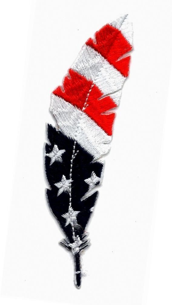 Feather USA Flag Feathers Patriotic Patch Iron on PATCH BY MILTACUSA