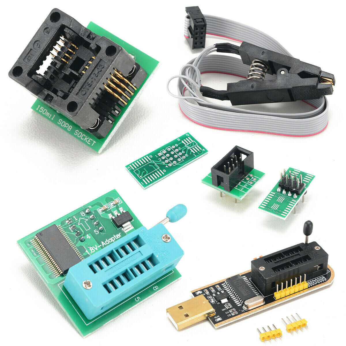 EEPROM BIOS USB Programmer CH341A + SOP8 Clip + 1.8V Adapter + SOP8 Adapter