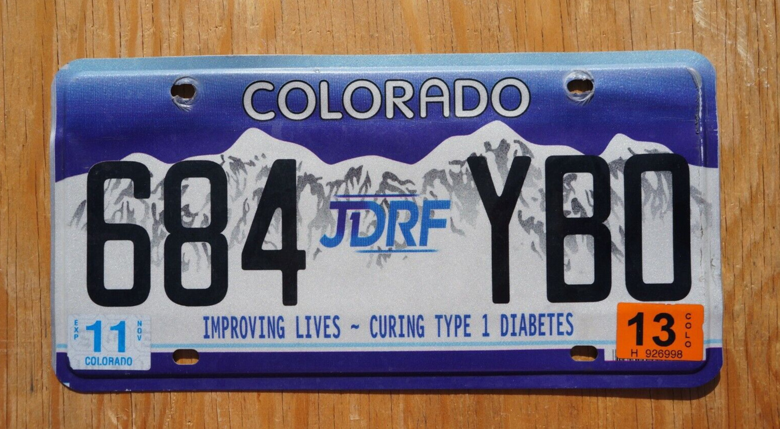 2013 Colorado CURING TYPE 1 DIABETES License Plate 