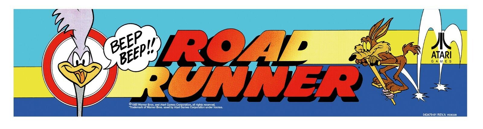 Road Runner Atari Arcade Marquee Header/Backlit Sign 