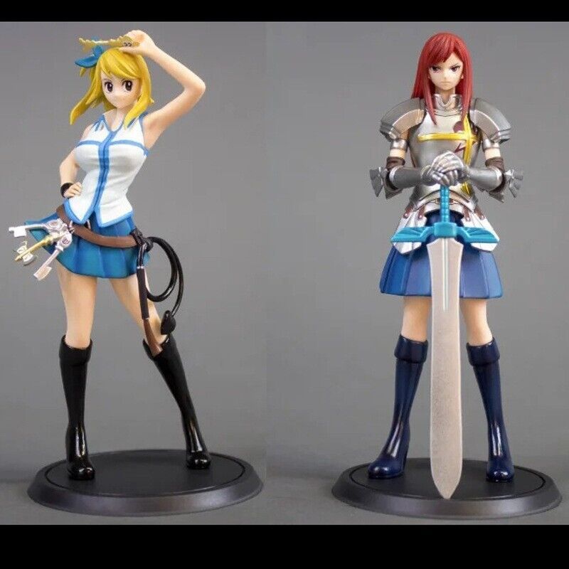 2pcs/Set Anime fairy tail 03 Lucy +04 Elusha PVC Figure New No Box toy model
