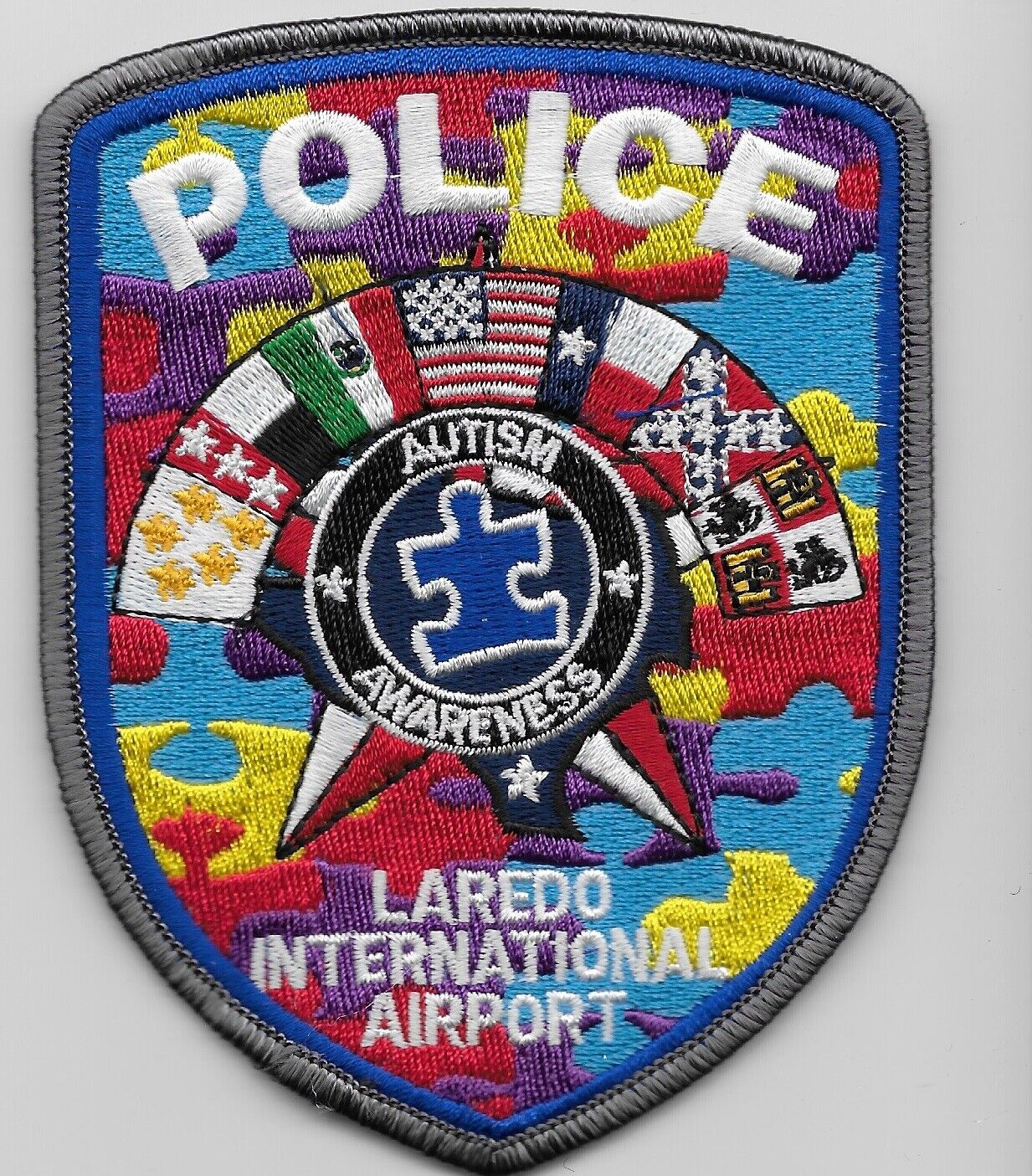Laredo  Intl Airprt Autism Awareness Police Sheriff State Texas TX Colorful 