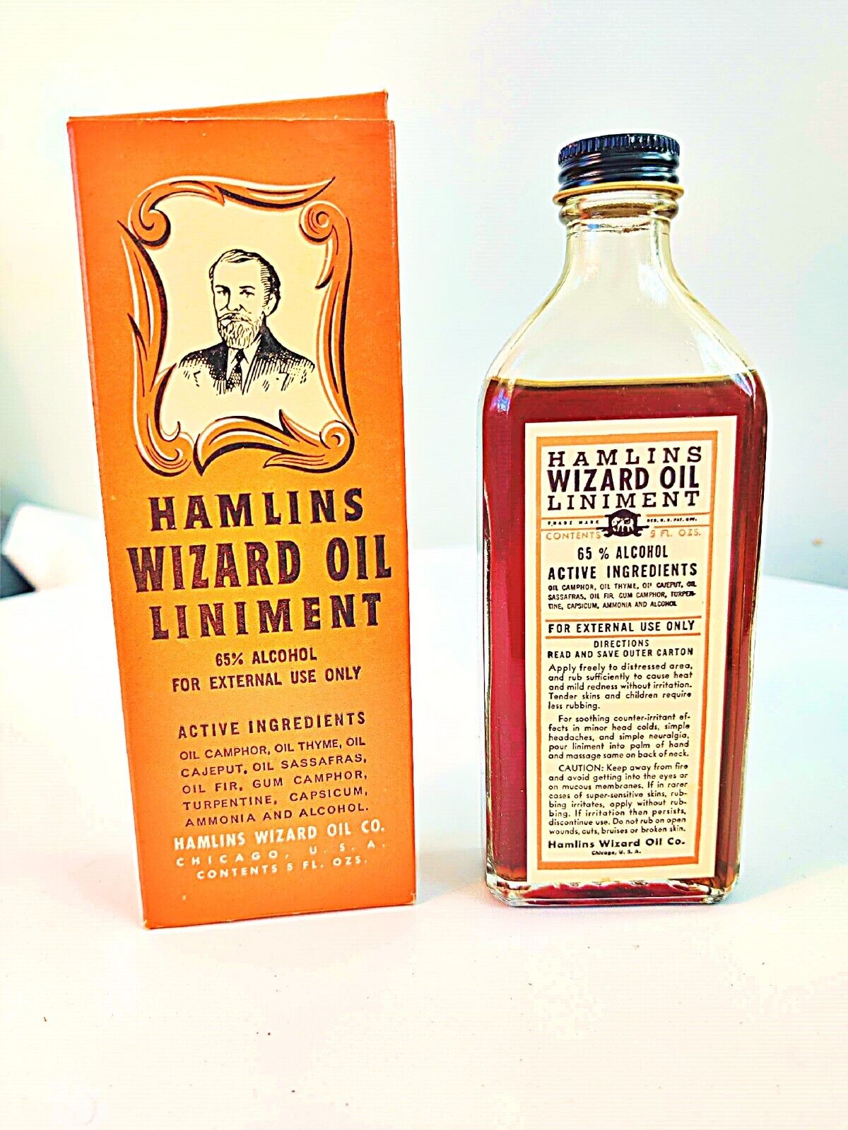 Antique HAMLINS WIZARD OIL QUACK MEDICINE Pharmacy Apothecary BOTTLE &BOX Sealed