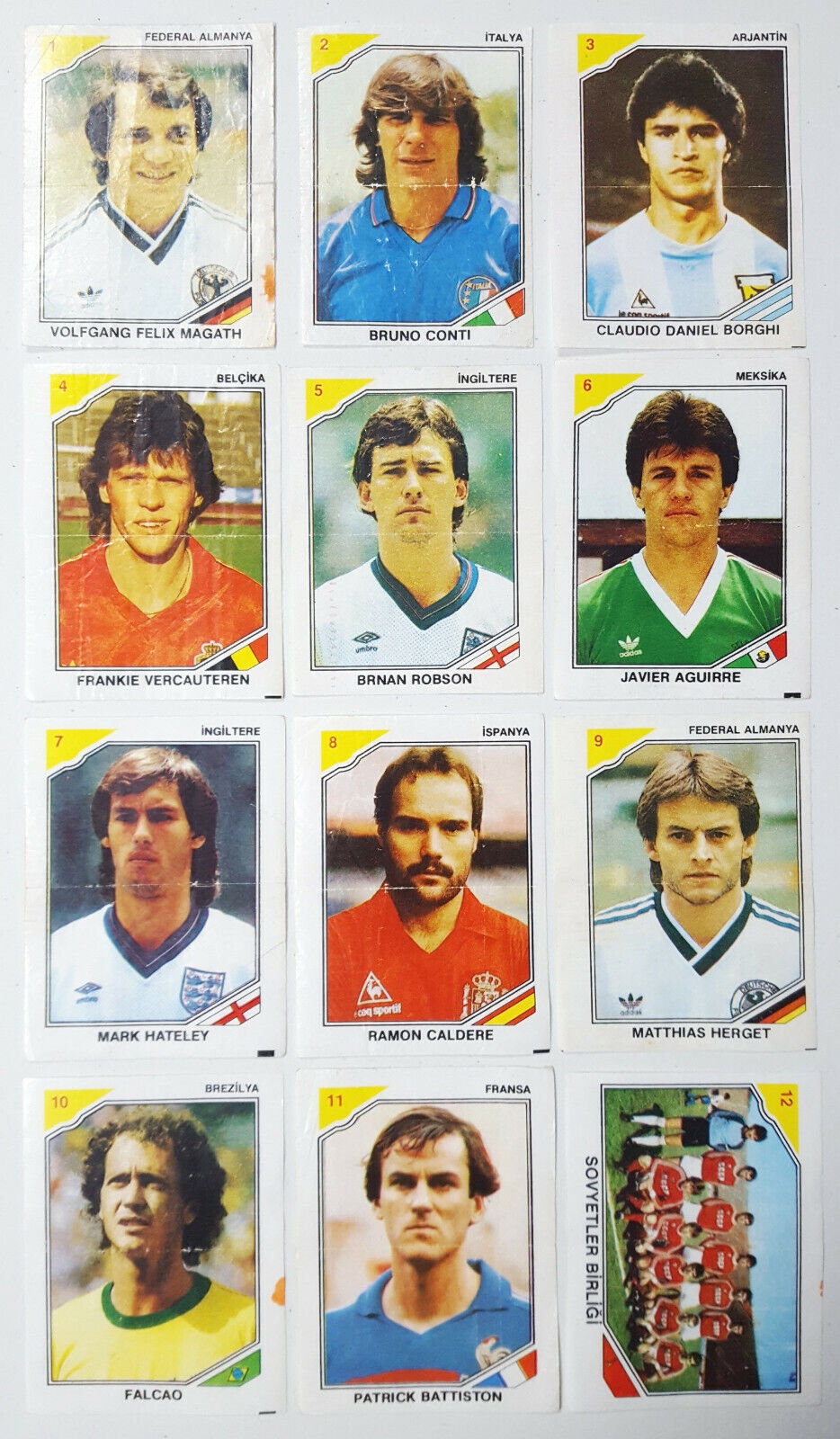 FINAL 86 Red 1-60 Complete Full SET Chewing GUM Wrappers Soccer Inserts Maradona