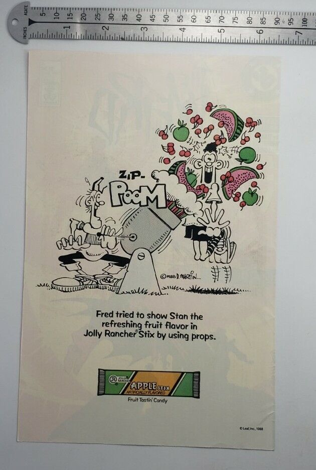 Vintage Jolly Rancher Apple Stix RARE Print Advertisement 