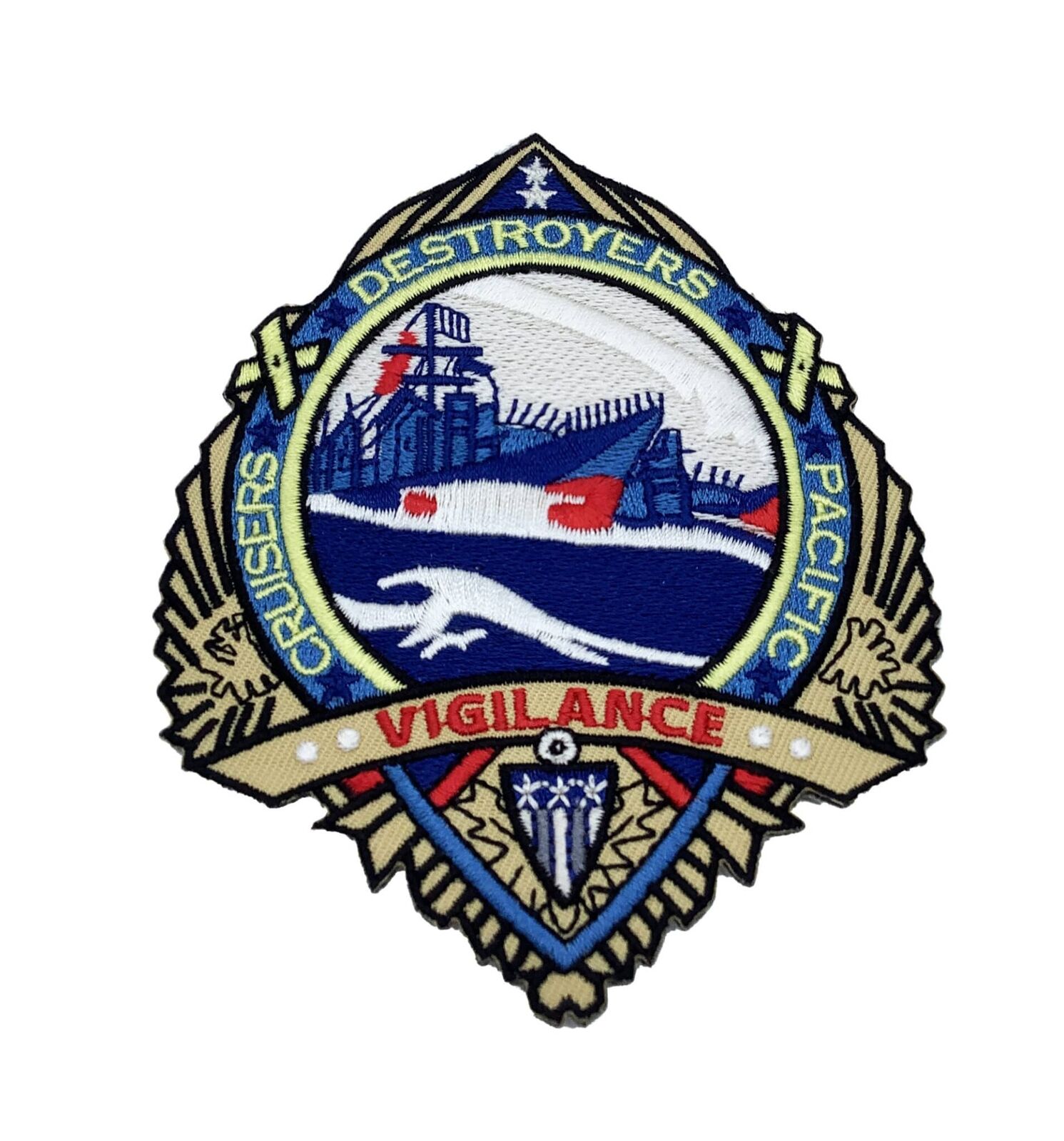 Cruisers, Destroyers Pacific Vigilance Patch – Plastic Backing, 4.5x3.5
