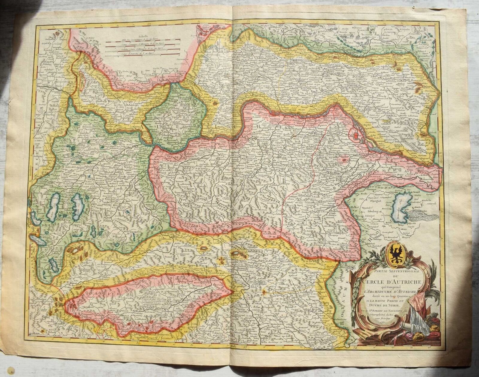 1762 VAUGONDY, THE CIRCLE OF AUSTRIA, map-old, antiquarian-map-landkart...
