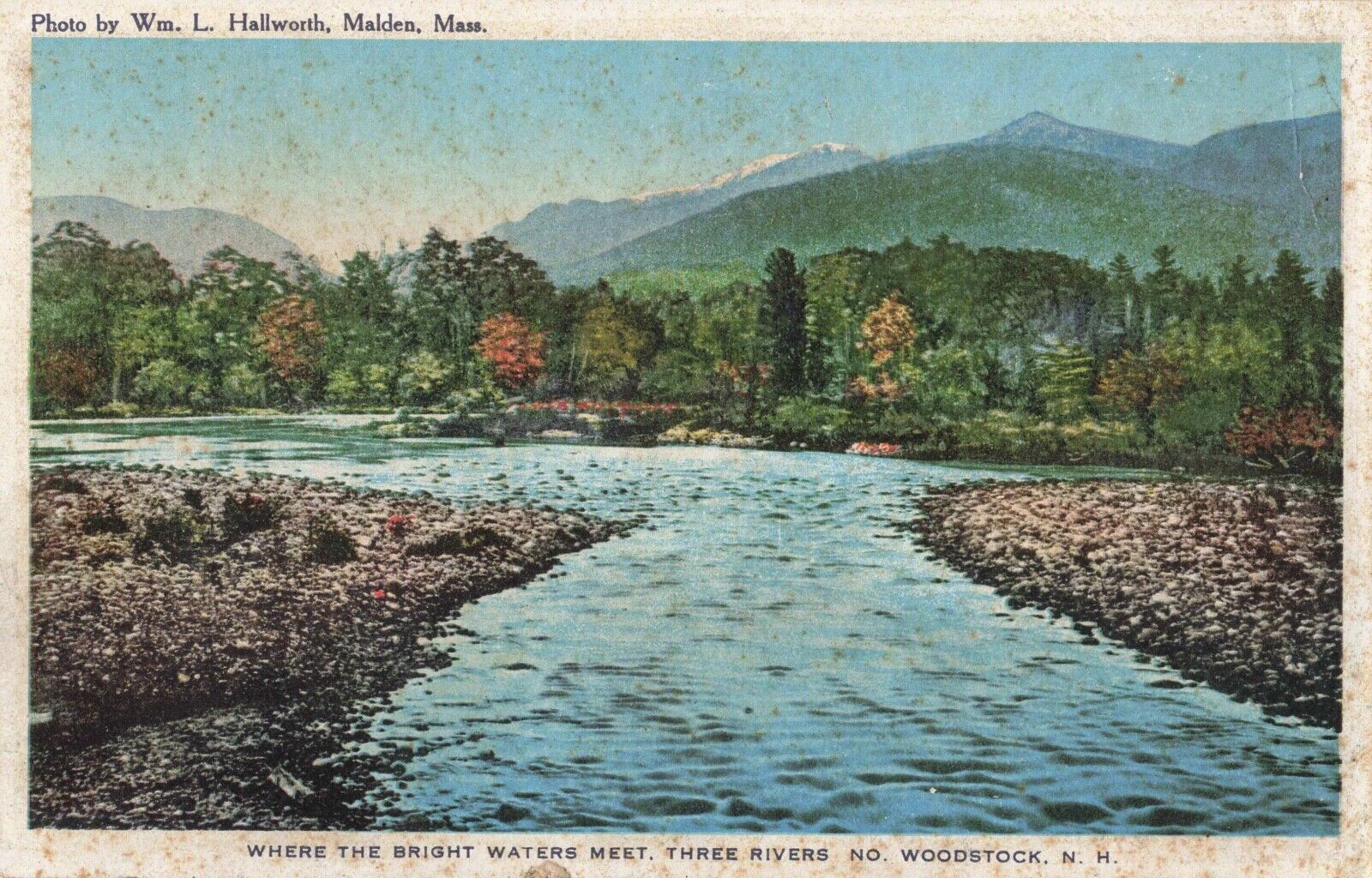 Where Three Rivers Meet North Woodstock New Hampshire NH c1920 Postcard
