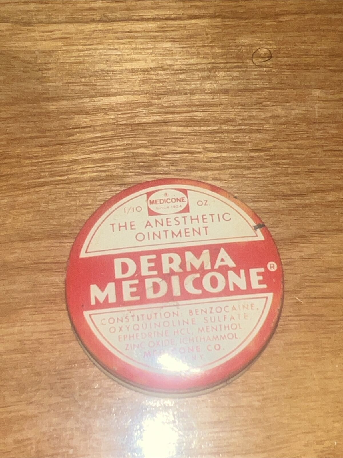 Vintage Derma Medicone Anesthetic Ointment Advertising Tin Can 
