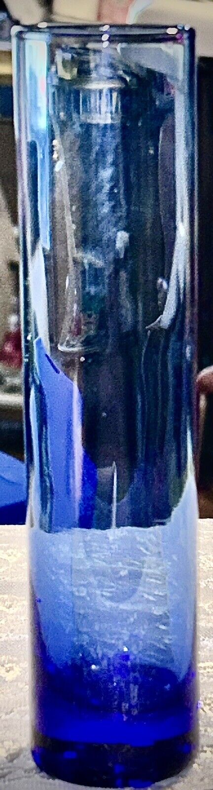 VINTAGE LIBBEY COBALT BLUE Cylinder Champagne Flute Glass Bud Vase - 7.5\
