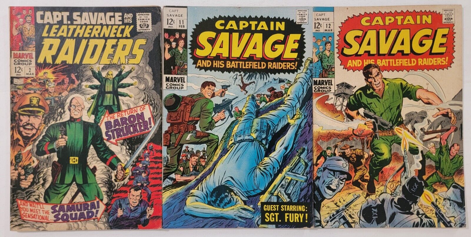 CAPTAIN SAVAGE AND HIS LEATHERNECK RAIDERS Lot (3) 2,11 &12 VG/FN VINTAGE Silver