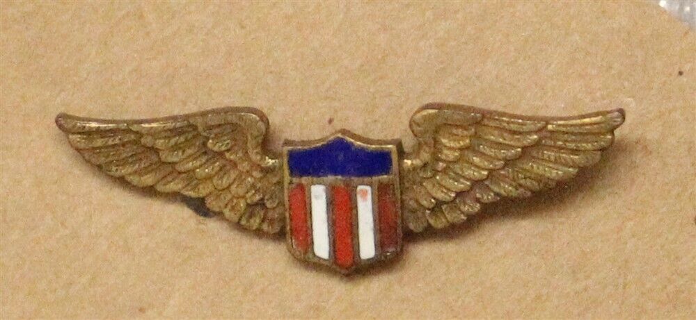 Aviator Wings Sweetheart pin, enameled shield (3140)
