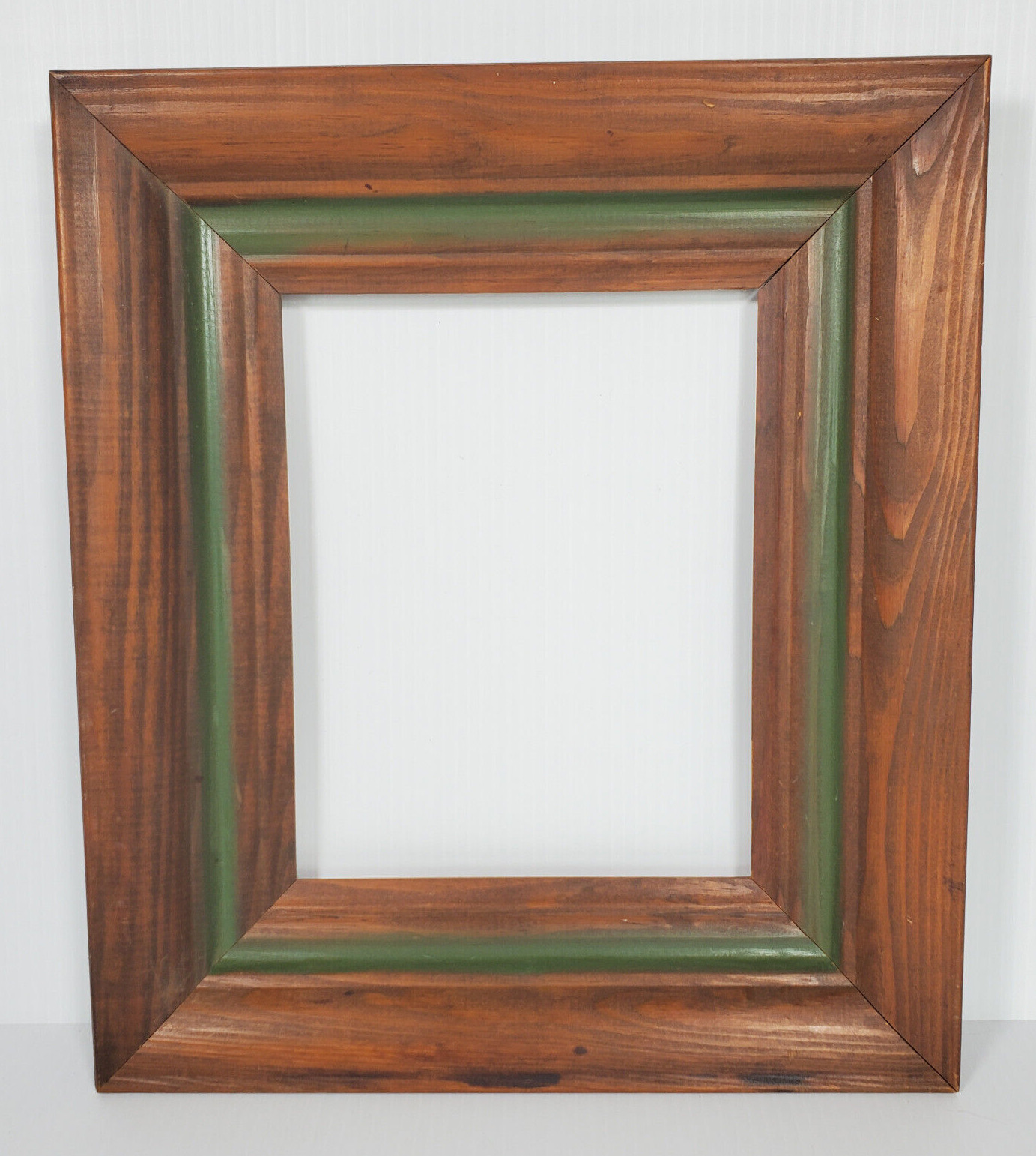Mid C True Vtg Wood Drab Green Accent 15.75x13.75 Frame for 8x10 Painting Print