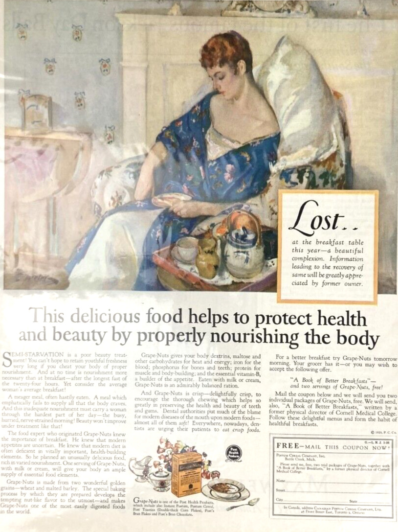 Vintage POST Grape Nuts Post Health Products  1926 Magazine Print Ad L77