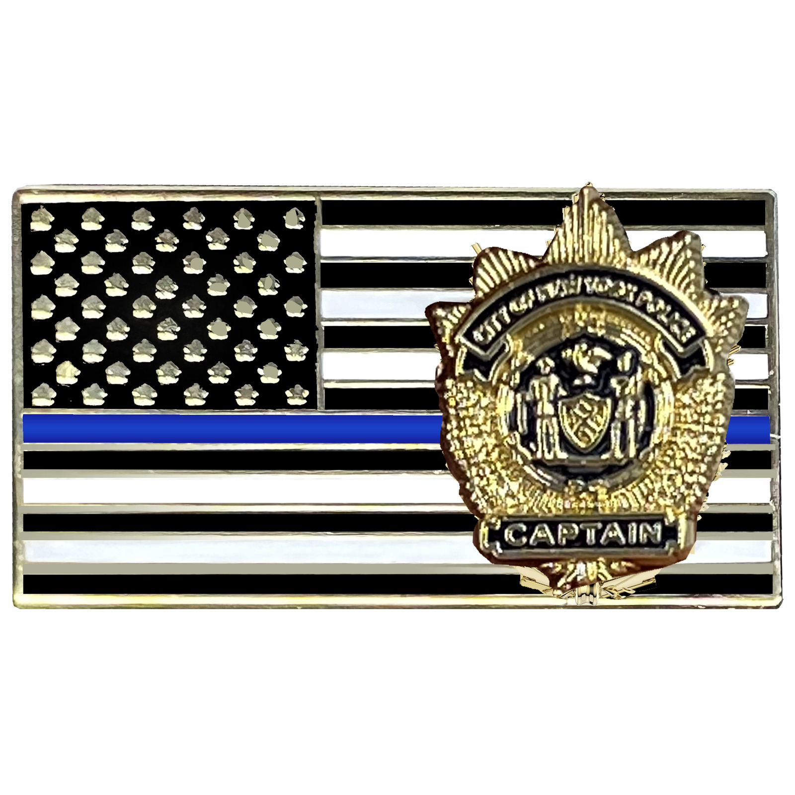 PBX-004-C NYPD Captain New York City Police Department Thin Blue Line Flag Lapel
