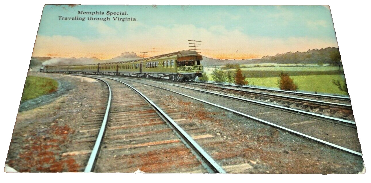 1912 SOUTHERN RAILWAY MEMPHIS SPECIAL TRAVELING THROUGH VIRGINIA POST CARD