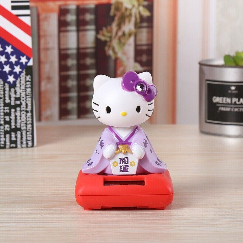 Cute solar shaking head purple kimono Hello Kitty Figure - Car/Home Decor Gift