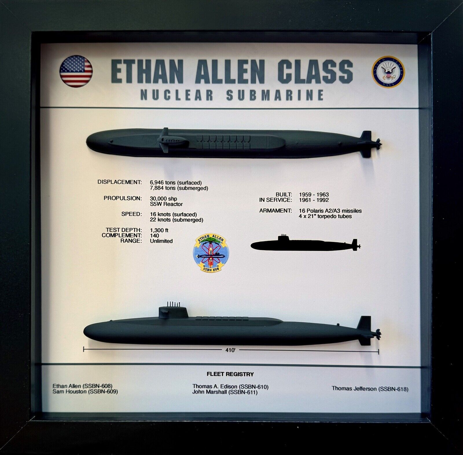 Ethan Allen Class, Submarine Shadow Display Box, 9\