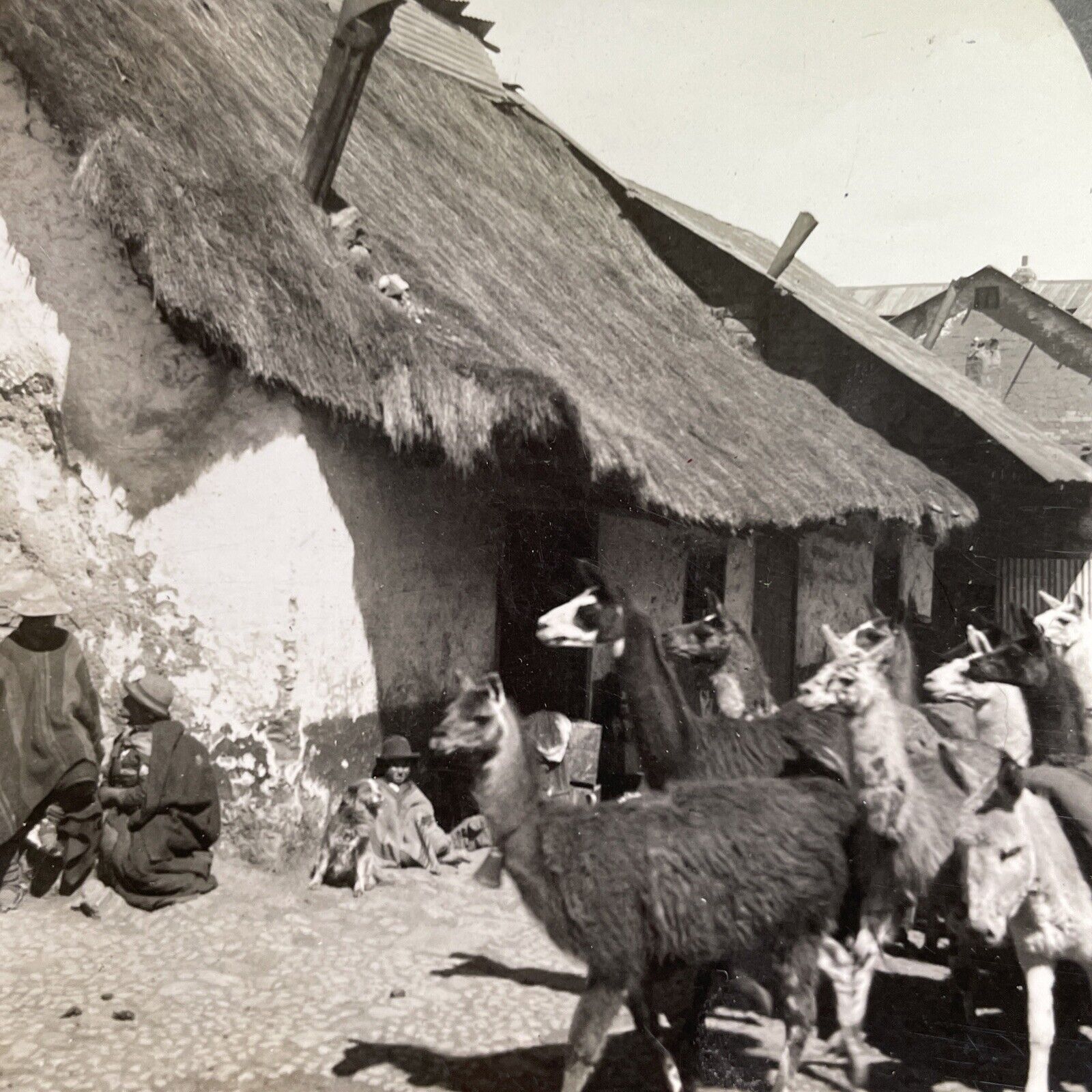 Antique 1918 Cerro De Pasco Village Andes Peru Stereoview Photo Card P1460