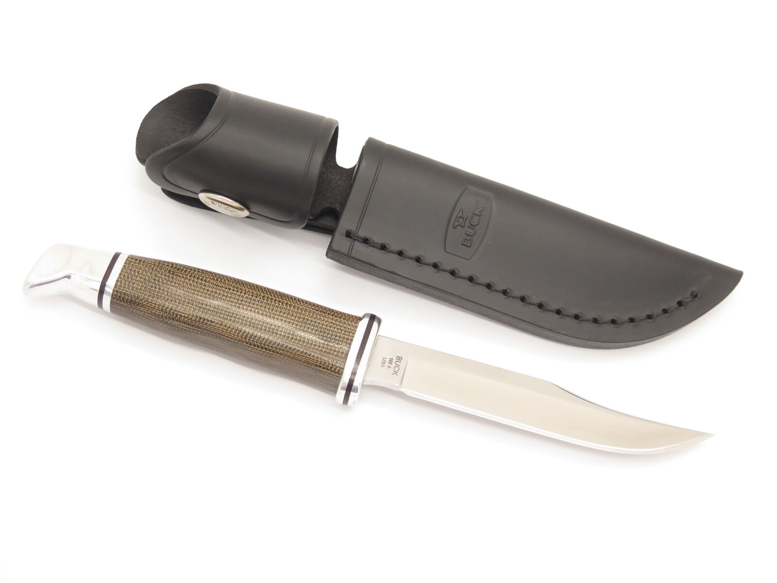 2021 Buck 102 Woodsman Pro Brown Micarta Handle S35VN Fixed Blade Hunting Knife