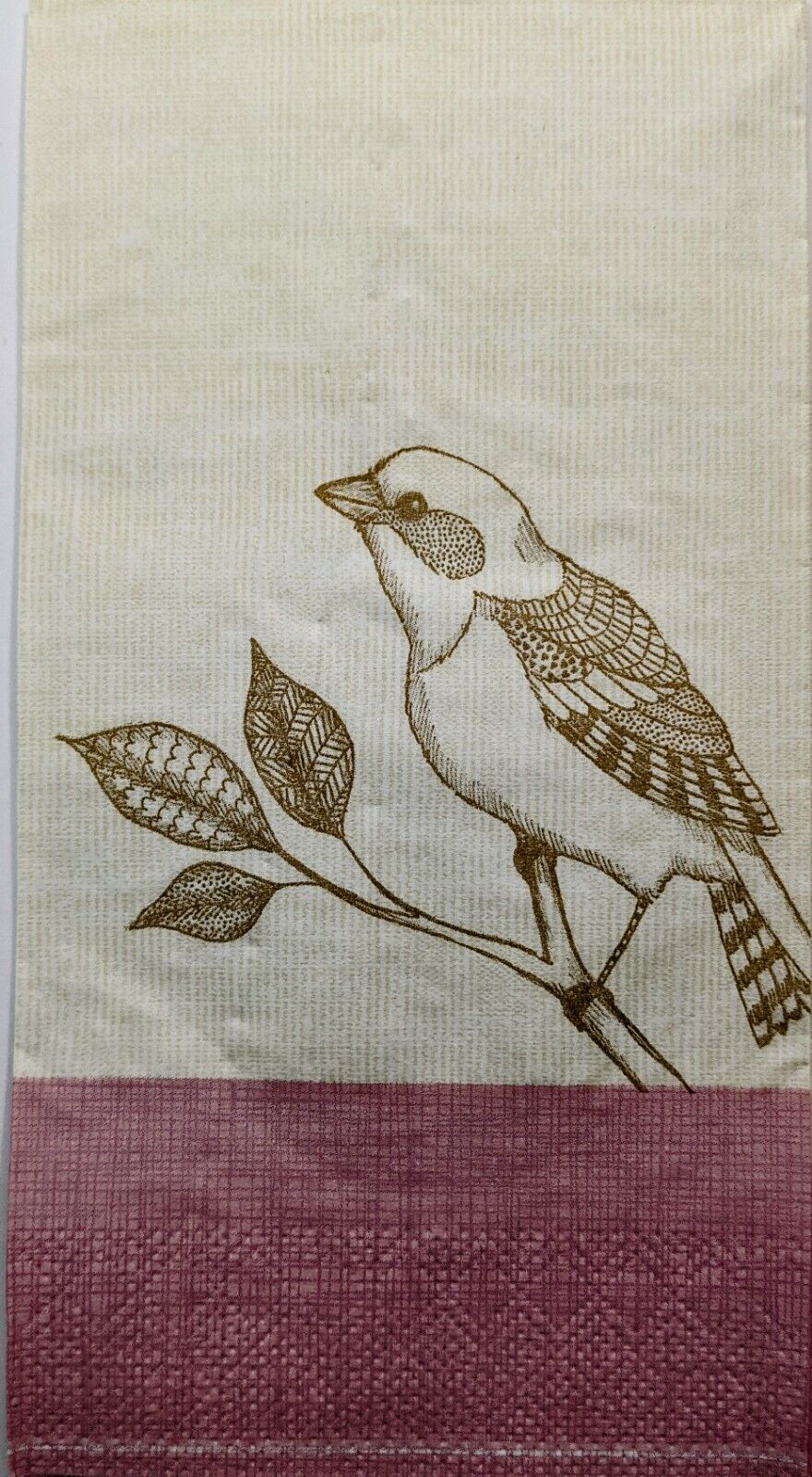 TWO Individual Paper Guest Decoupage Napkins - Perched Bird w/Pink Border  1265