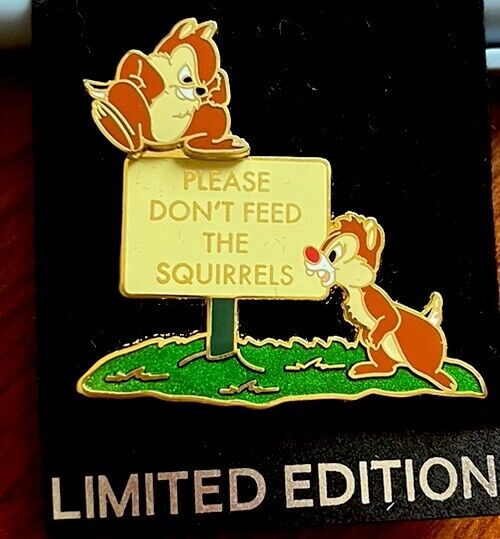 DISNEY Chip AN Dale Don't Feed the Squirrels Employee Center Disney Pin LE NOC