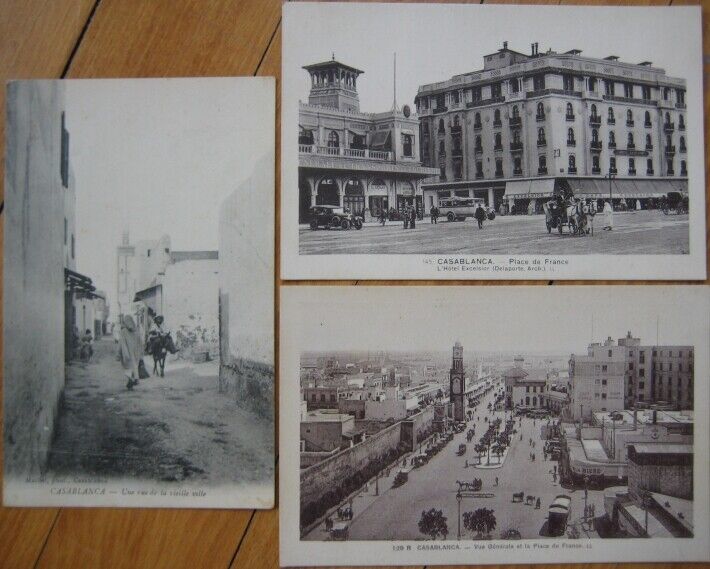 Casablanca, Morocco 1910-1930 GROUP OF THREE Postcards - Downtown - Africa