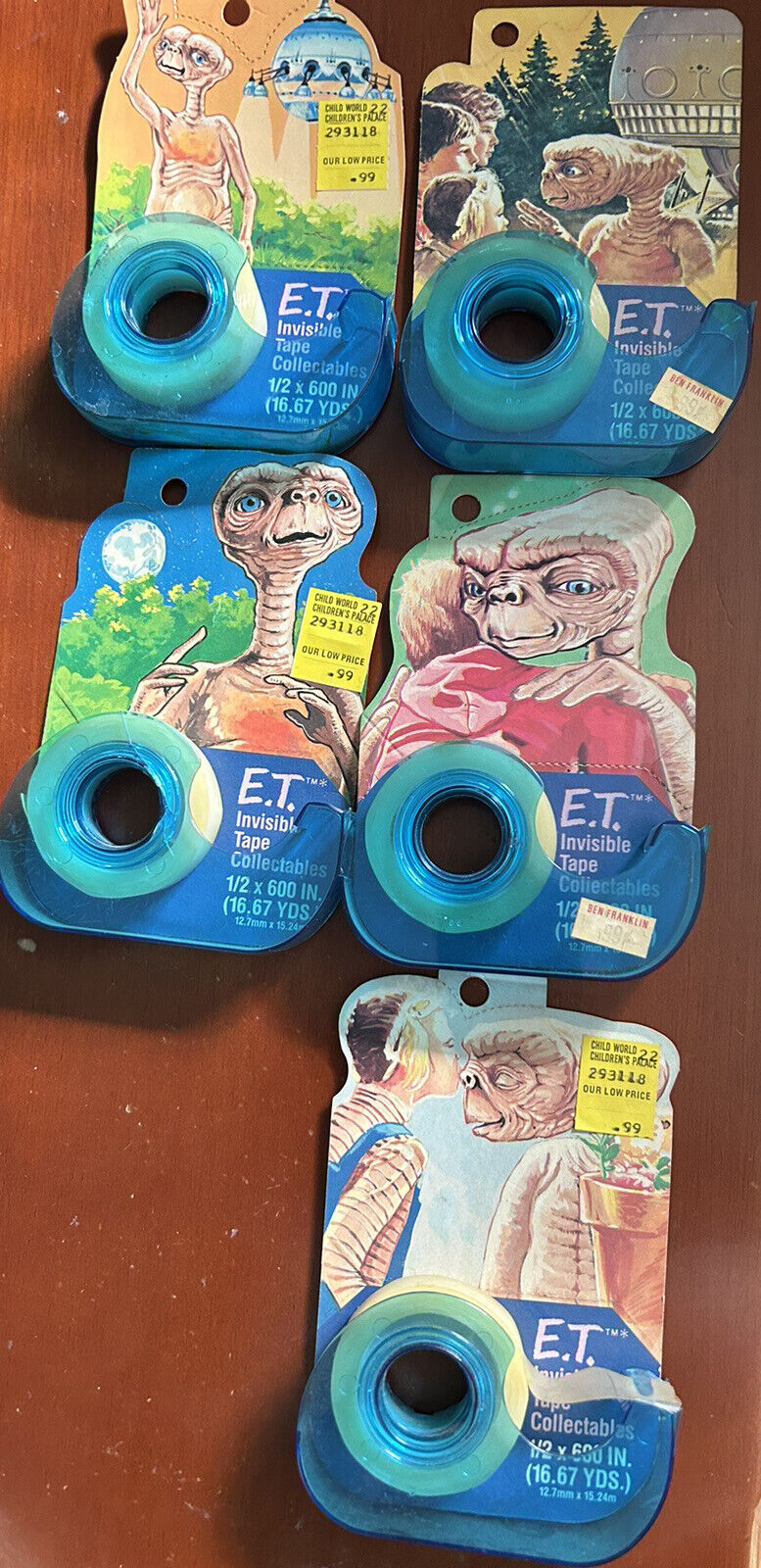 1982 ET Extraterrestrial Invisible Tape Collectables Stand-Ups Lot Of 5 Rare
