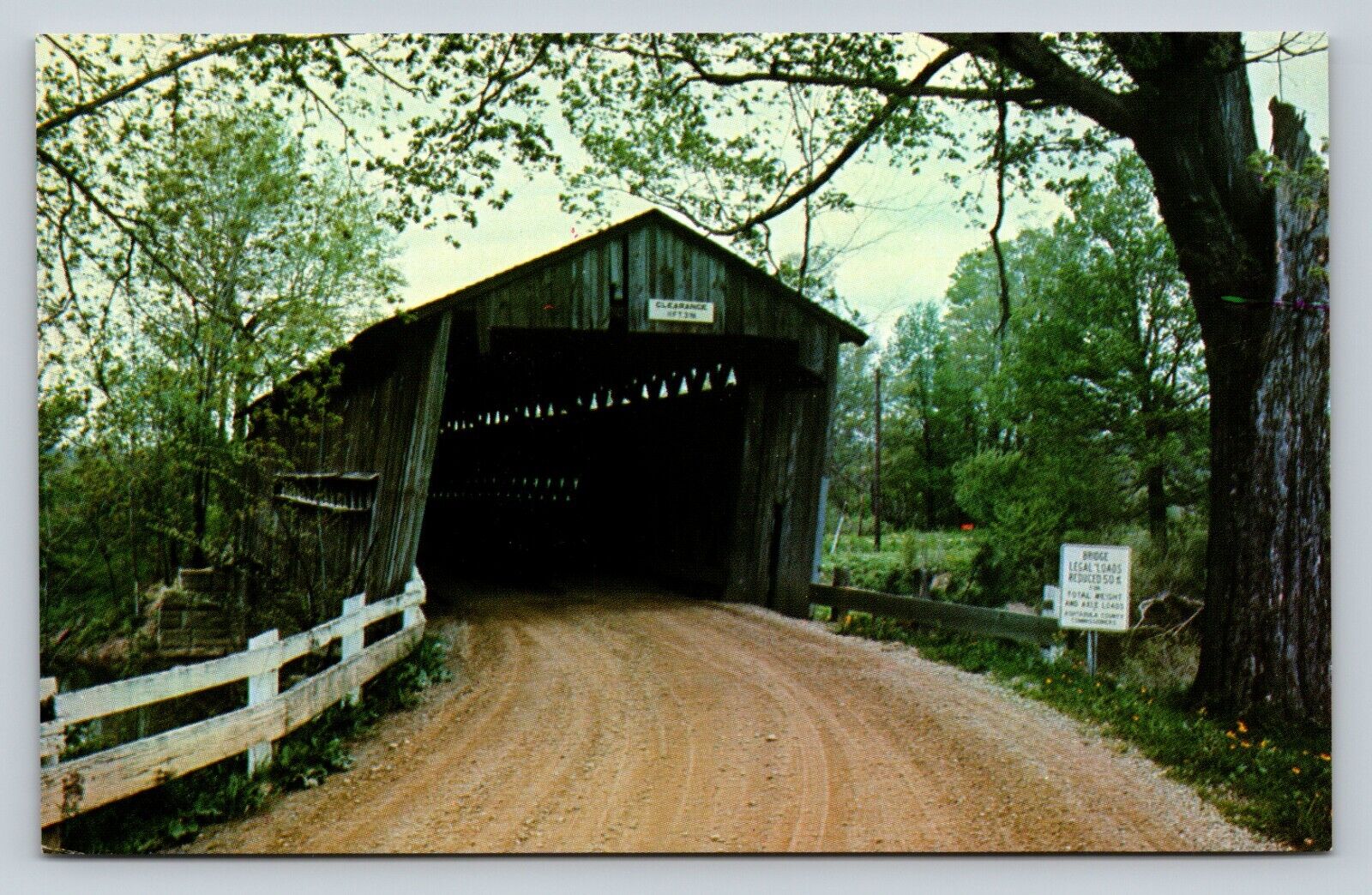 Lattice Covered Bridge Mill Creek Ashtabula County Ohio VINTAGE Postcard 0037