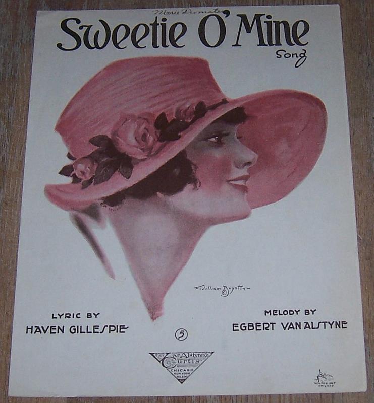 Sweetie O\' Mine Lovely Lady Cover Fitz William Boynton 1920 Vintage Sheet Music