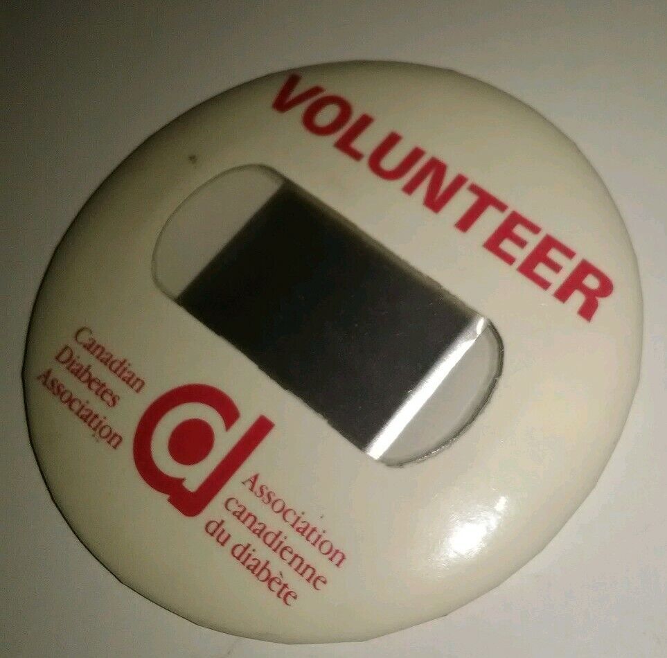 Vintage Volunteer NAMETAG Canadian Diabetes Association Pinback brooch Button