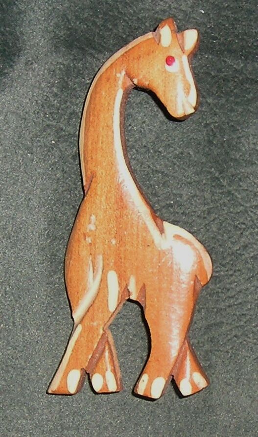 Hand Craft Carved Wood Brown Horse Figure Pin 4 x 1.5\