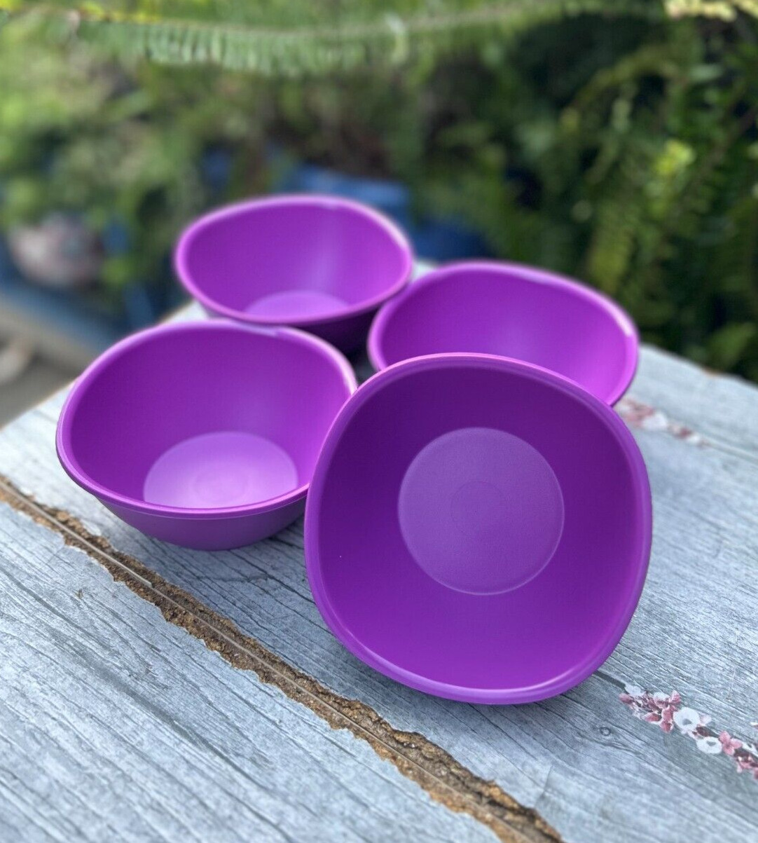 Tupperware Legacy Pinch small Cereal Bowls purple Set of Four 400ml - New
